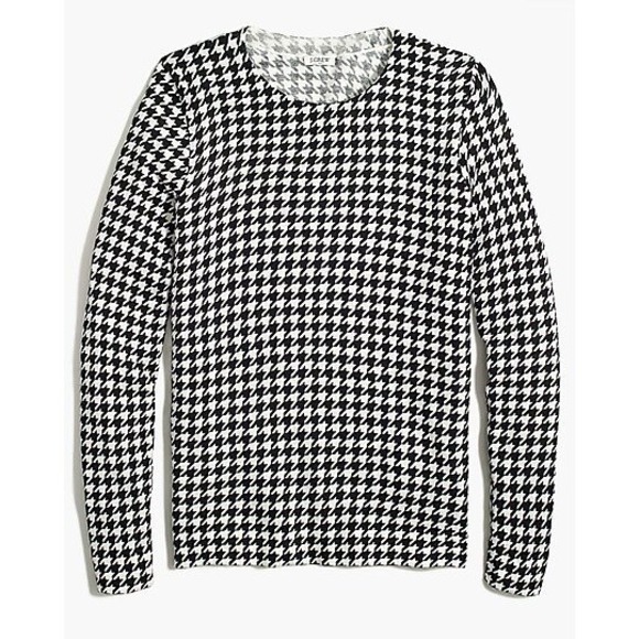 J.Crew Women's Teddie Houndstooth Sweater Long Sleeve Lightweight Size Medium - Picture 1 of 8